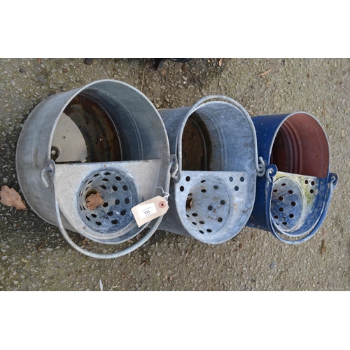 78 - 3 Galvanised Mop Buckets