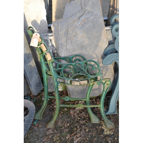 79 - Small Green Painted Child's Bench Ends