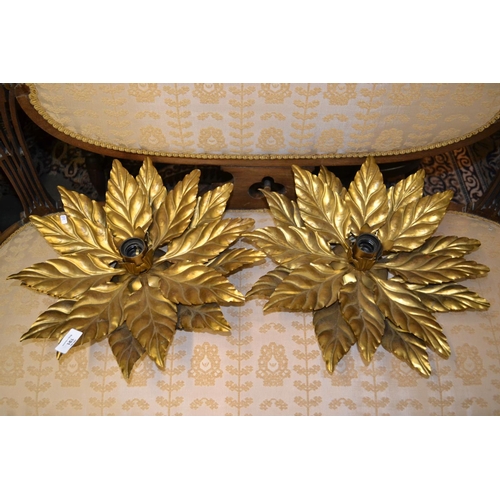 231 - 2 Unusual Gilt Leaf Ceiling Lights