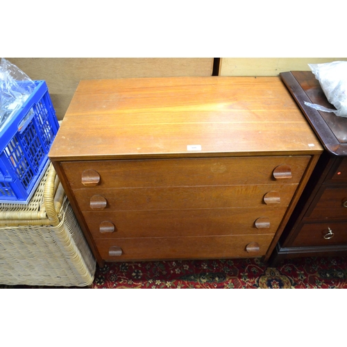 721 - Teak 4 Drawer Chest. W77cm D43.5cm H69cm.