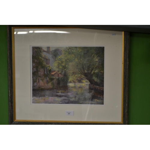 103 - Print of Cottage on the Water by F.A Sode 32cm x 47cm