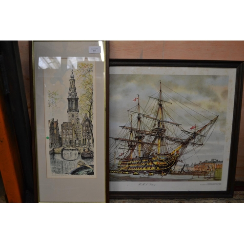 227 - Signed Canal Scene of HMS Victory