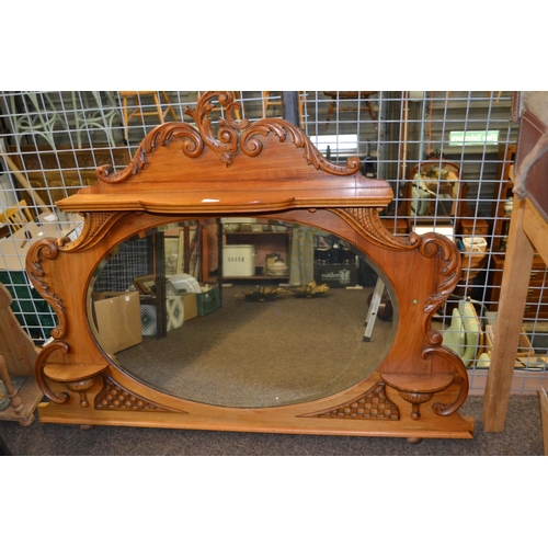 251 - Heavily Carved Overmantle Mirror (h98cm w112cm)