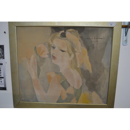 354 - Marie Laurencin (1885-1956) Signed Ltd Ed. 1930 Colour Lithograph 'Femme a la Rose'. 145/250. (54cm ... 