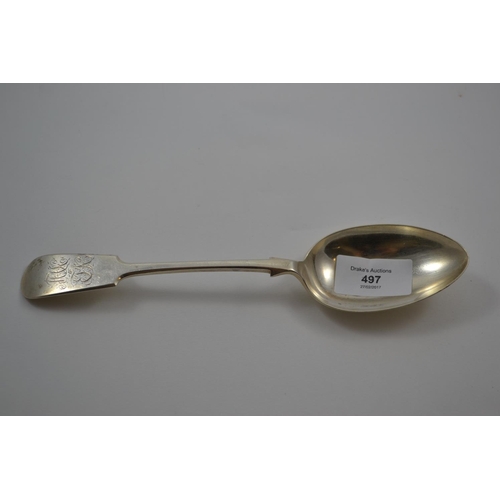 497 - HM Silver Serving Spoon. Sheffield 1895. Monogrammed Terminal. (L22cm)