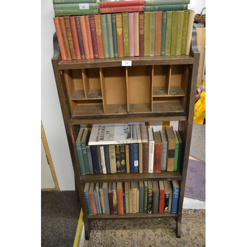 561 - Oak four shelf book shelf  . Bottom right leg A/F . w60cm x d19cm x h120cm