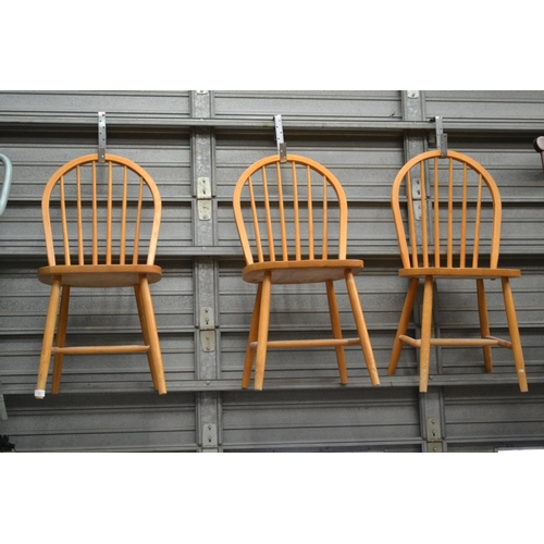 618 - 3 Blonde Stickback Kitchen Chairs