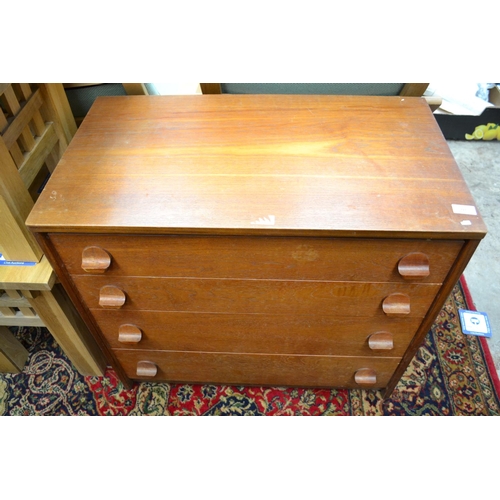 721 - Teak 4 Drawer Chest. W77cm D43.5cm H69cm.