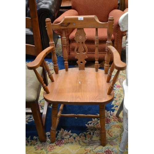 740 - Pine Carver Fiddle Back Chair