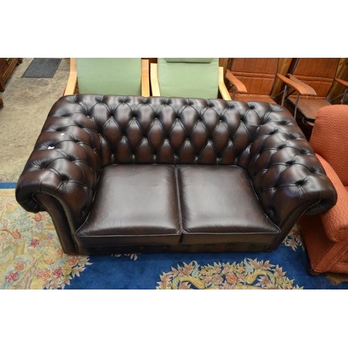 736 - 2 Seater Brown Chesterfield Style Sofa