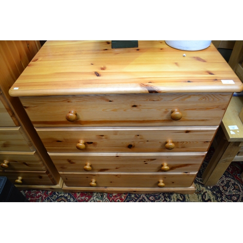 726 - Pine 4 Drawer Chest (h80cm w79cm d44cm)