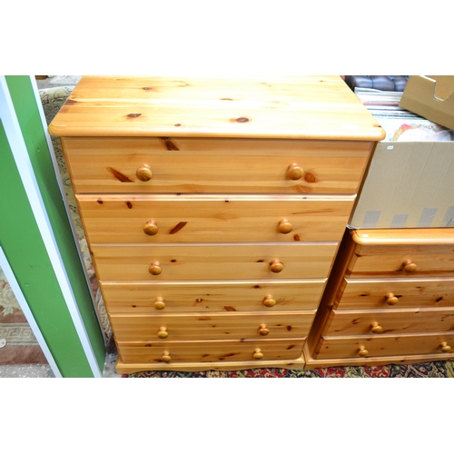 728 - 6 Drawer Pine Tallboy (h114cm w80cm d45cm)