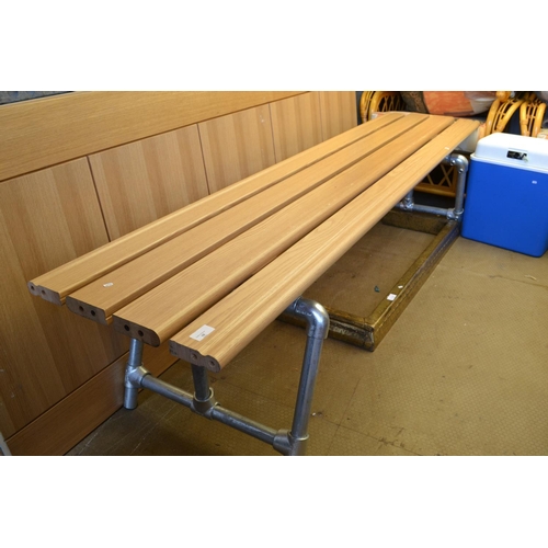 13 - Bamboo Topped Pipe Frame Bench