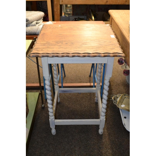 189 - Oak Barley Twist Square Occasional Table