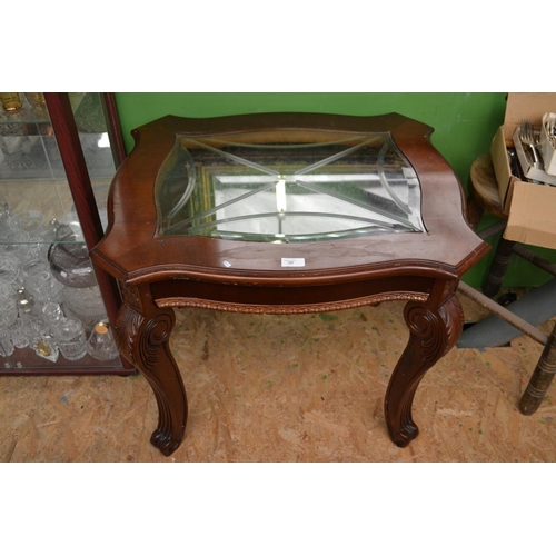 255 - Rosewood Glass Topped Occasional Table