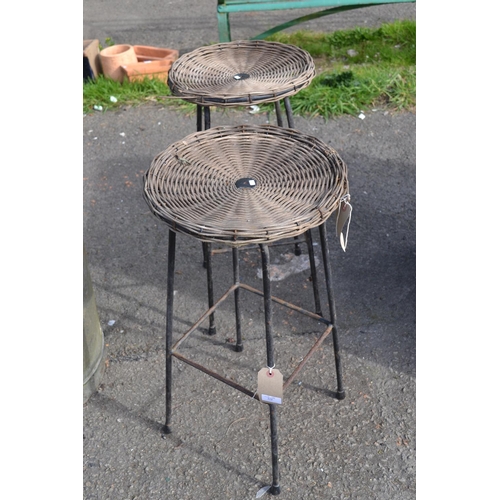 113 - Pair of Wicker Topped Plant Stands