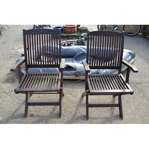 123 - Pair of Teak Garden Folding Chairs