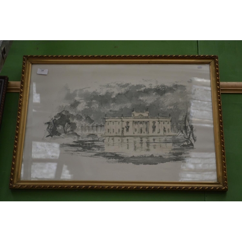 126 - Jean Reddaway Print of a Large Stately Home