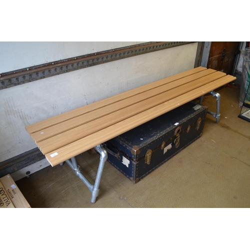 13 - Bamboo Topped Pipe Frame Bench