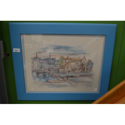 145 - Print  of a French Harbour