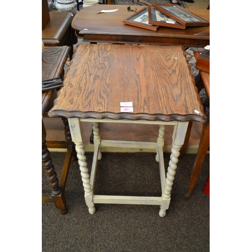 189 - Oak Barley Twist Square Occasional Table