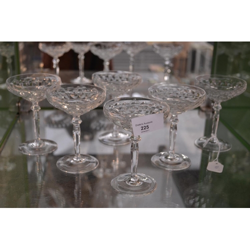 225 - Six cut glass champagne saucers