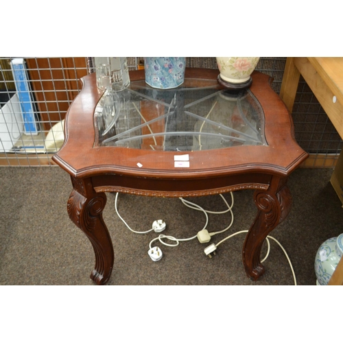 255 - Rosewood Glass Topped Occasional Table