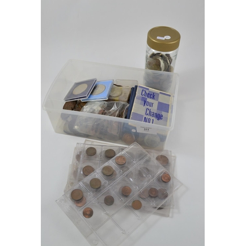 311 - Jar of Coins (inc. Silver) + Sheets of Coins