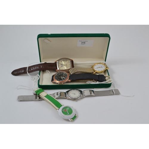 315 - 5 Gent's Various Wrist Watches