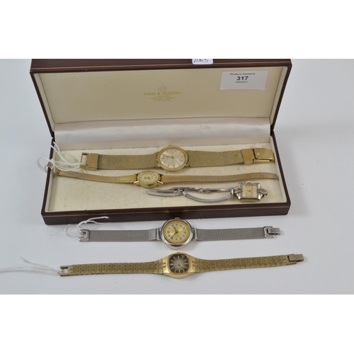 317 - 5 Wrist Watches inc. 1 in Silver