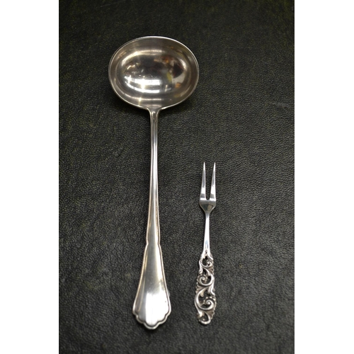 369 - Continental Silver (800 grade) Date Fork and continental silver ladle with 800 marks weight 2.75oz