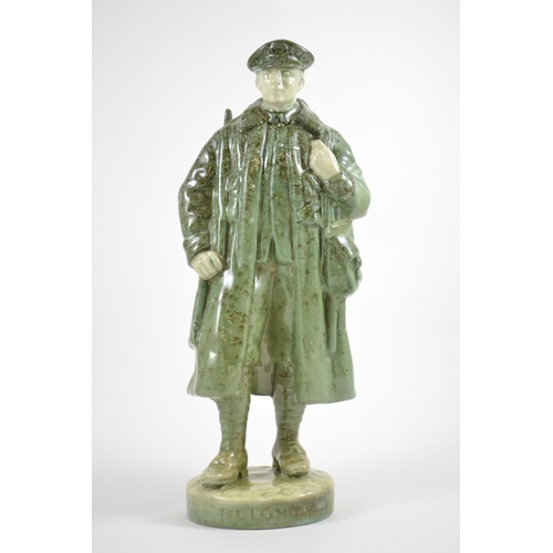 528 - Royal Doulton 'Blighty' Titanian Glazed WWI Solider. Ceramic Figure on Circular Base, Figure No. HN ... 