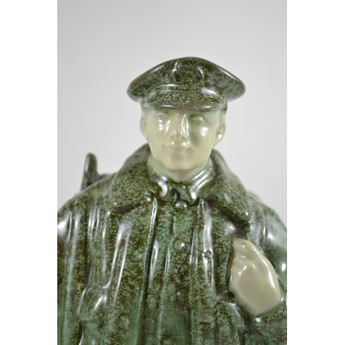 528 - Royal Doulton 'Blighty' Titanian Glazed WWI Solider. Ceramic Figure on Circular Base, Figure No. HN ... 