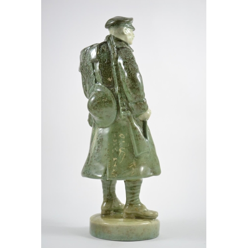 528 - Royal Doulton 'Blighty' Titanian Glazed WWI Solider. Ceramic Figure on Circular Base, Figure No. HN ... 