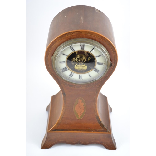 529 - Rare Eureka Balloon Case Clock. Circa 1910. With Fine Inlay Borders & Exquisite Marquetry Inlay as C... 