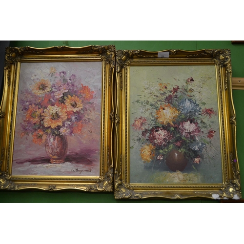 134 - Pair of Oil on Canvas signed G Haywood of Flowers. 29cm x 39cm