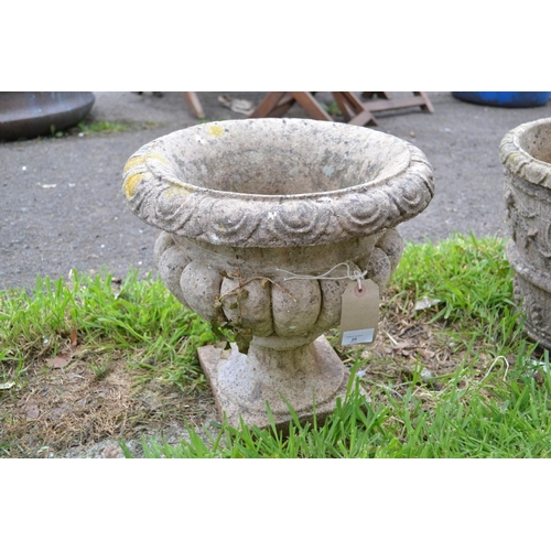 20 - Small Fluted Garden Urn. H38cm Dia39cm.