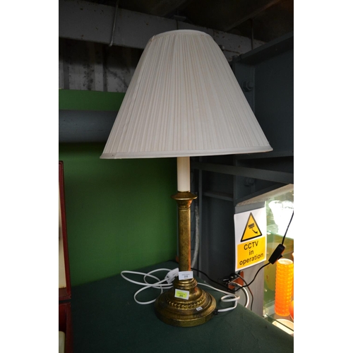 216 - Imitation pedestal brass lamp