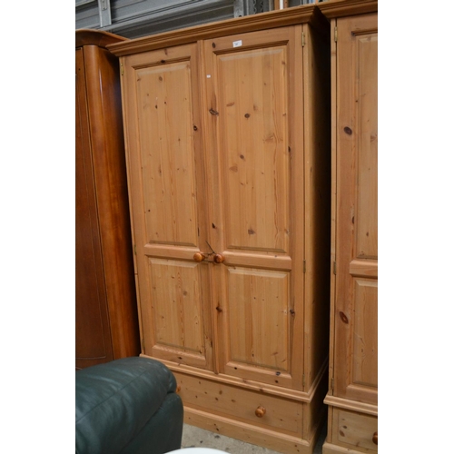 569 - Pine wardrobe with drawer w92cm, d54cm x h191.5cm OPTION ON NEXT