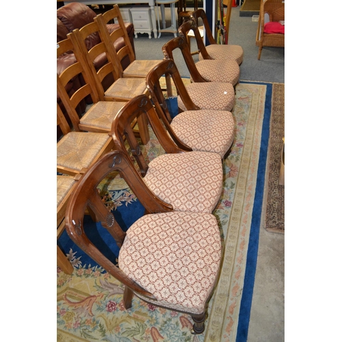 742 - Set of 6 Early C20 Dining Chairs with Castors (1 castor missing on 1 chair)