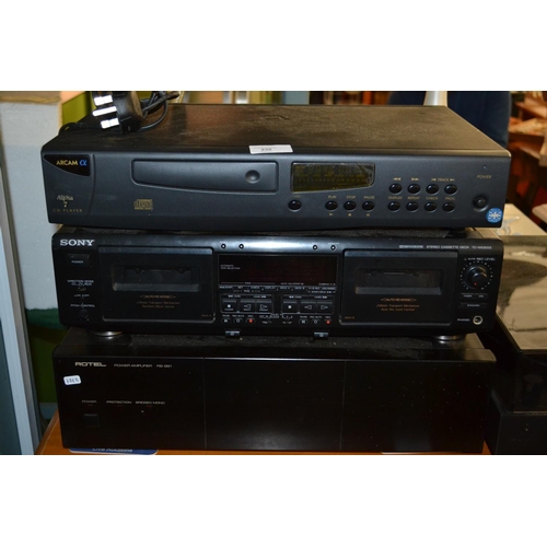 235 - Arcam Alpha 7 CD Player, Sony TC-WE805s Cassette deck & Rotel Power Amplifier RB-981. Arcam has no p... 