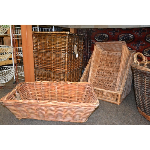 332 - 3 wicker baskets & laundry basket