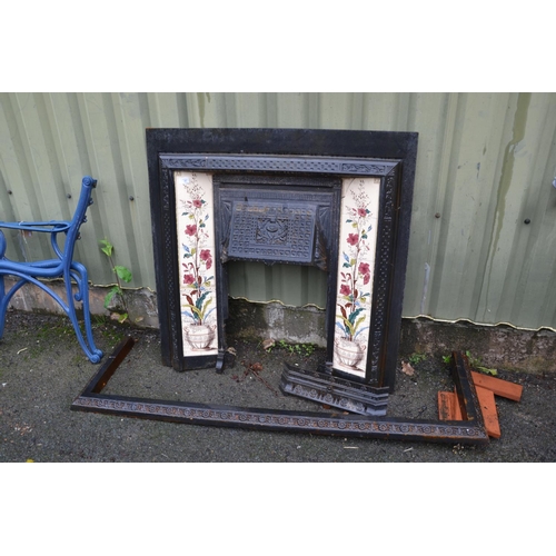 101 - Cast Iron &Tiled Fire Surround and Fender