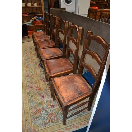 810 - 6 Oak Ladder backed chairs