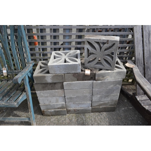 137 - 20 concrete leaf blocks. each block is 30cm x 30 cm