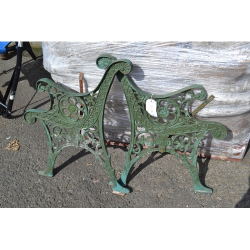 140 - Pair of green bench ends