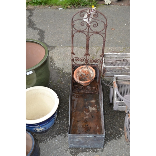 170 - Copper trough planter & wrought iron wall feature