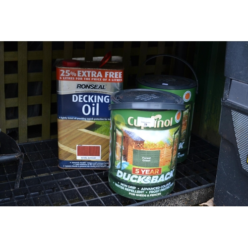 78 - 2 tubs of cuprinol wood stain & ronseal decking oil + stanley mobile work centre