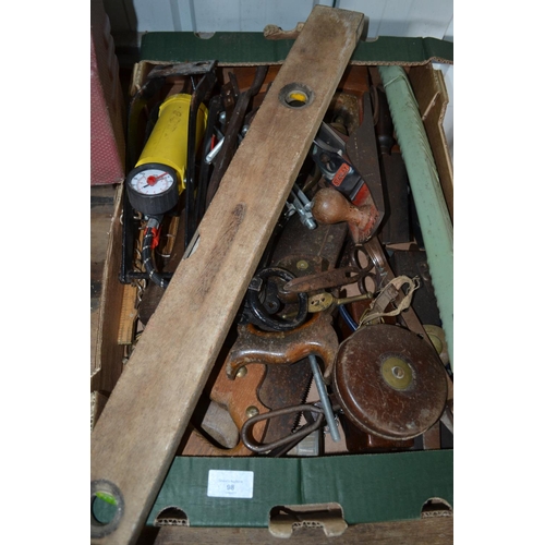 98 - Box of vintage hand tools