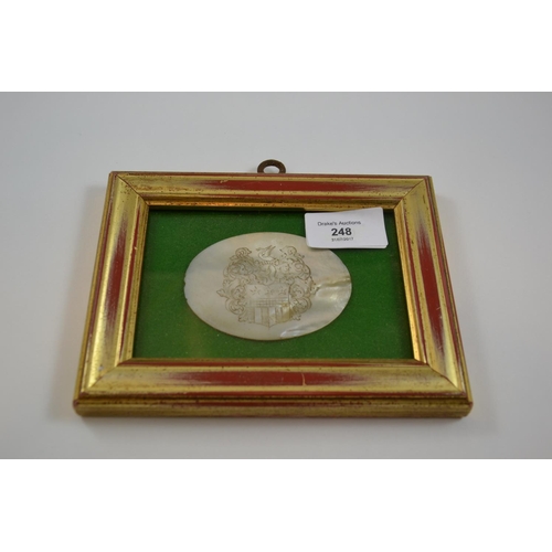 515 - Framed MoP Plaque with Coat of Arms